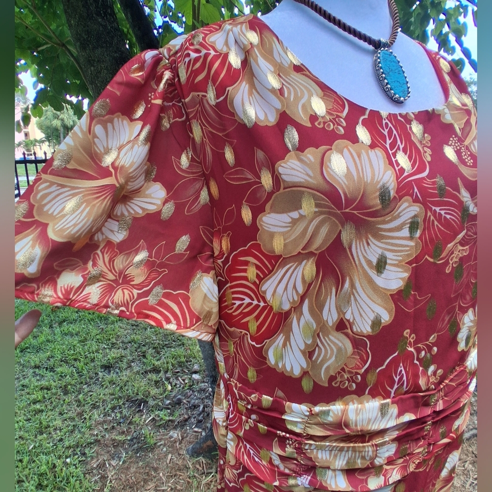 🔥NEW ELEGANT BOHO Red Floral Maxi Dress Size 14 & FREE GIFT - Picture 6 of 13